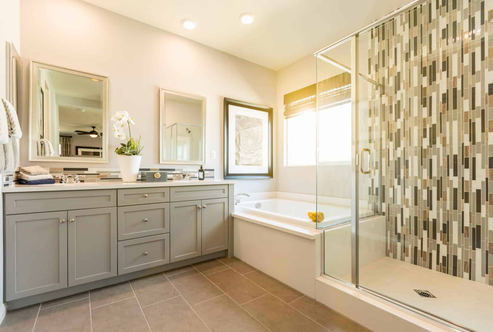 Bathroom remodel using existing layout.